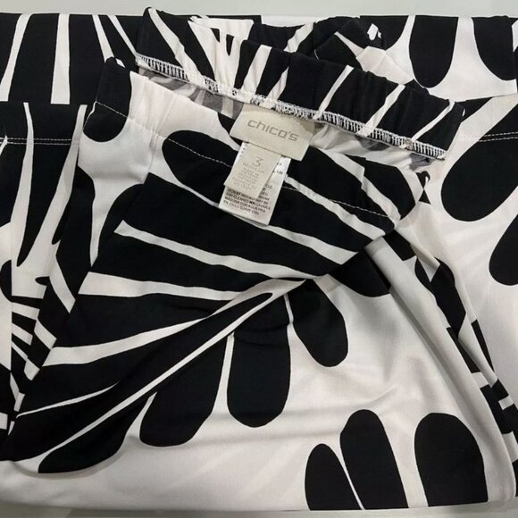 CHICO'S BLACK & WHITE PALM PALAZZO PANTS_3R (XL)_$89.50 - Picture 5 of 5
